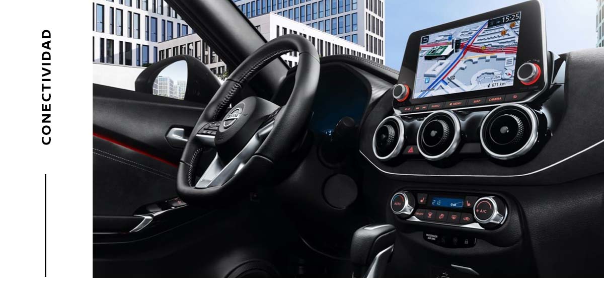 CONEXIÓN SOBRE RUEDAS CON TU MUNDO El sistema de navegación NissanConnect integrado del Nissan Juke emplea tecnologías punta. Mantente informado, entretenido y actualizado.
